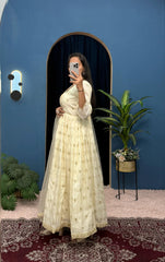 Blissful Embroidery Work Off White Color Gown Blissful Embroidery Work Off White Color Gown