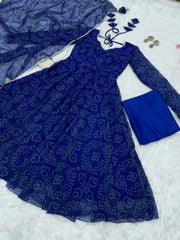Delightful Georgette Blue Color Gown Delightful Georgette Blue Color Gown