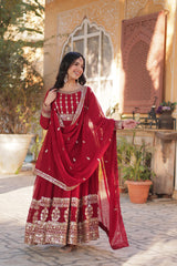 Attractive Embroidery Work Red Color Gown Attractive Embroidery Work Red Color Gown