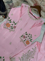 Festive Wear Sequence Work Pink Color Sharara Suit Festive Wear Sequence Work Pink Color Sharara Suit