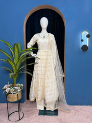 Blissful Embroidery Work Off White Color Gown Blissful Embroidery Work Off White Color Gown