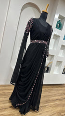 Beautiful Black Color Georgette Gown Beautiful Black Color Georgette Gown