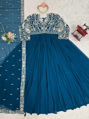Designer Heavy Work Navy Blue Color Gown Designer Heavy Work Navy Blue Color Gown