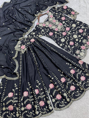 Wonderful Sequence Haldi Wear Black Color Sharara Suit Wonderful Sequence Haldi Wear Black Color Sharara Suit
