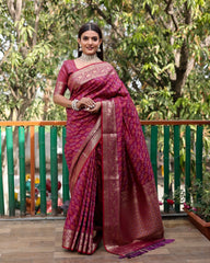 Captivating Bite Color Bandhej Patola Saree Captivating Bite Color Bandhej Patola Saree