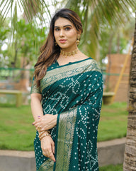 Captivating Green Color Bandari  Style Saree Captivating Green Color Bandari  Style Saree