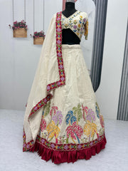 Marriage Special Simmer Silk Cream Color Lehenga Choli Marriage Special Simmer Silk Cream Color Lehenga Choli