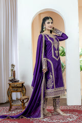 Imposing Chinon Silk Purple Color Top With Plazzo Imposing Chinon Silk Purple Color Top With Plazzo