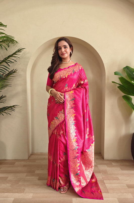 Festive Special Pink Color Silk Saree