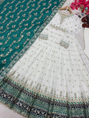 Preferable Georgette Teal Blue Color Gown With Wine dupatta Preferable Georgette Teal Blue Color Gown With Wine dupatta