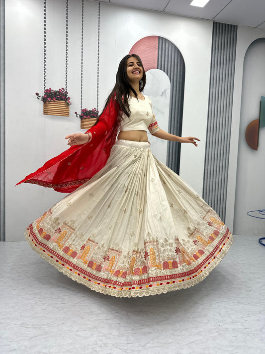 Beige Color Embroidery Work Lehenga Choli