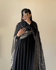 Wedding & Party Wear Georgette Black Color Gown Wedding & Party Wear Georgette Black Color Gown