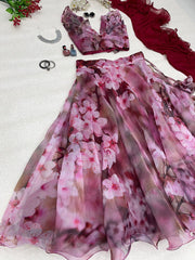 Floral Printed Light Pink Color Lehenga Choli With Ruffle Dupatta Floral Printed Light Pink Color Lehenga Choli With Ruffle Dupatta
