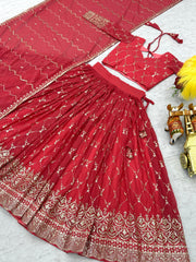 Traditional wear Embroidery Sequence Work Pink Color Lehenga Choli Traditional wear Embroidery Sequence Work Pink Color Lehenga Choli