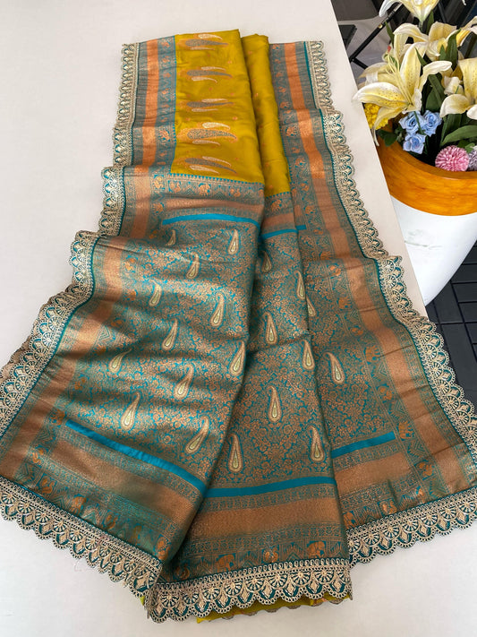 Lovely Paithani Silk Mustard Color Saree