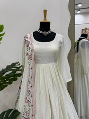 Presenting Sequence Work White Color Gown Presenting Sequence Work White Color Gown