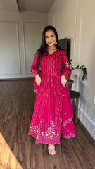 Elegant Embroidery Work Pink Color Gown Elegant Embroidery Work Pink Color Gown