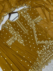 Exclusive Yellow Georgette Sequence Work Sharara Suit Exclusive Yellow Georgette Sequence Work Sharara Suit