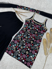 Pretty Black Georgette Sequence Work Sharara Suit Pretty Black Georgette Sequence Work Sharara Suit
