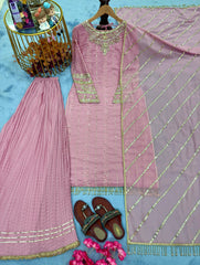 Pretty Moti Work Pink Color Sharara Suit Pretty Moti Work Pink Color Sharara Suit