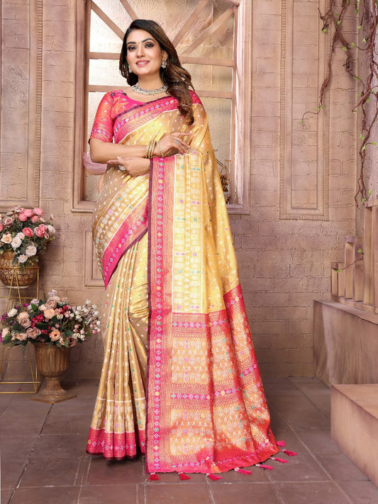Ravishing Banarasi Tissue Silk Mustard Color Saree