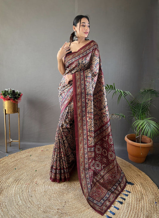 Blissful Black Color Digital Print Saree