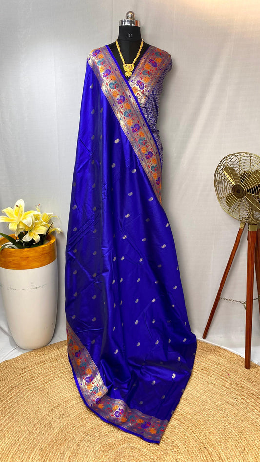Gorgeous Paithani Silk Blue Color Saree