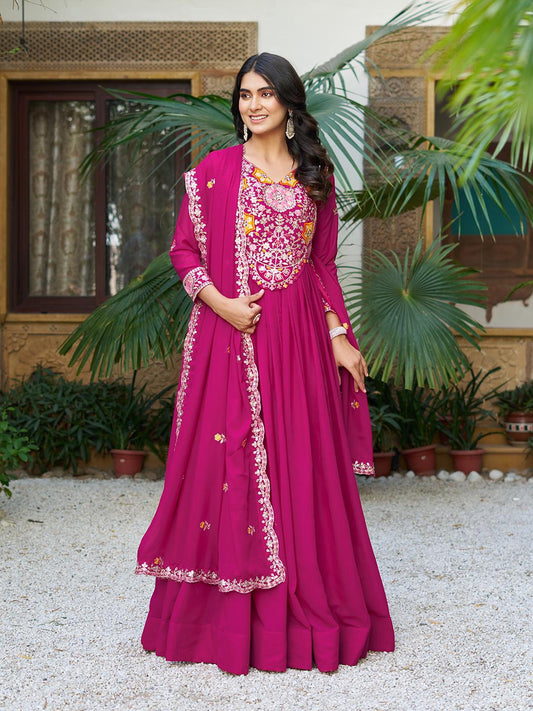 Wonderful Sequence Work Pink Color Gown