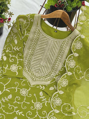 Captivating Georgette Embroidery Work Perrot Color Sharara Suit Captivating Georgette Embroidery Work Perrot Color Sharara Suit