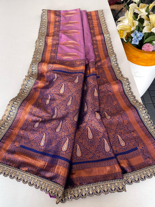 Lovely Paithani Silk Lavender Color Saree
