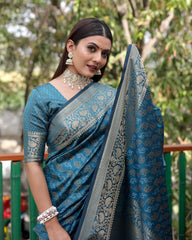 Captivating Blue Color Bandhej Patola Saree Captivating Blue Color Bandhej Patola Saree