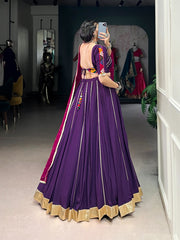 Designer Navratri Gamthi Work Purple Color Lehenga Choli Designer Navratri Gamthi Work Purple Color Lehenga Choli