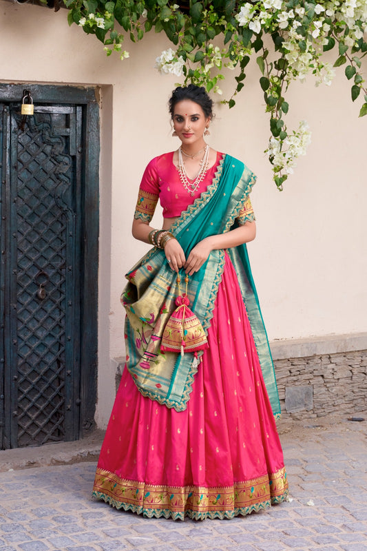 Festive Special Paithani Silk Pink Color Lehenga Choli