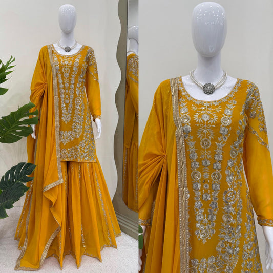 Black Color Sequence Work Stunning Sharara Suit
