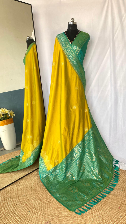 Flattering Tone Silk Zari Weaves Mustard Color Saree