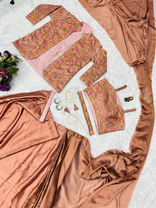 Wedding & Party Wear Rangoli Silk Orange Color Saree