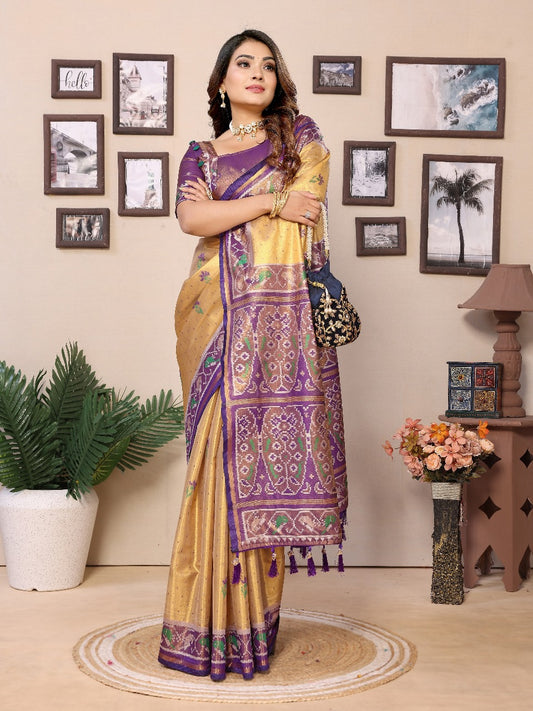 Flattering Tissue Silk Purple Color Saree