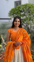 Occasion Wear Orange Choli With White Lehenga Occasion Wear Orange Choli With White Lehenga