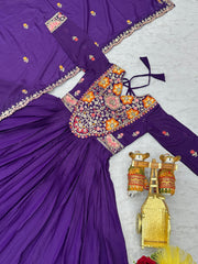 Wonderful Sequence Work Purple Color Gown Wonderful Sequence Work Purple Color Gown