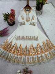 Function Wear Heavy Work White Color Sharara Suit Function Wear Heavy Work White Color Sharara Suit