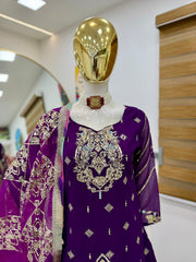 Marvelous Embroidery Work Purple Color Sharara Suit Marvelous Embroidery Work Purple Color Sharara Suit