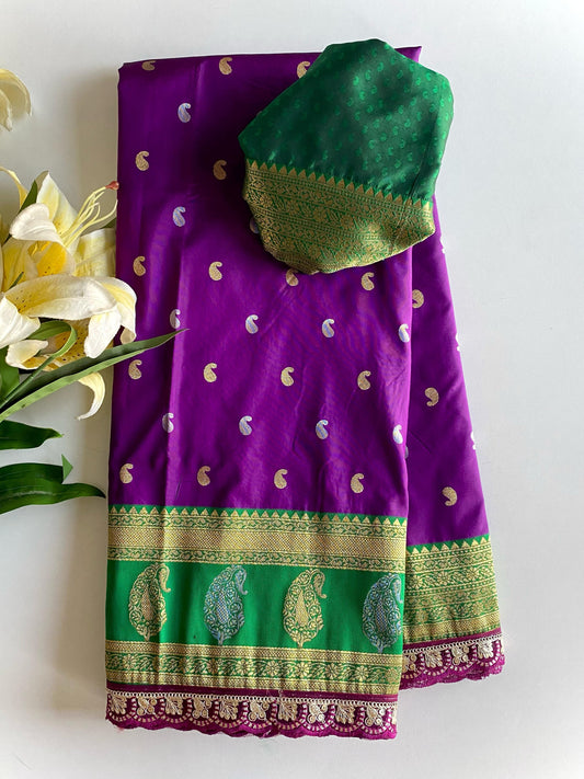 Festive Wear Purple Color Paithani Silk Saree