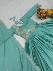 Ravishing Chinon Silk Sky Blue Color Gown Ravishing Chinon Silk Sky Blue Color Gown