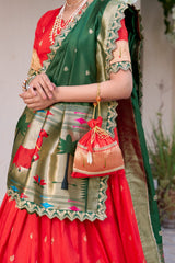 Festive Special Paithani Silk Red Color Lehenga Choli Festive Special Paithani Silk Red Color Lehenga Choli