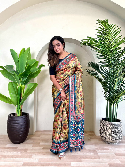 Graceful Dola Viscose Yellow Color Saree