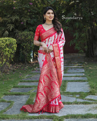 Presenting  Red Color Zari Weaving Saree Presenting  Red Color Zari Weaving Saree