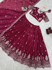 Ceremony Wear Heavy Work Marron Color Lehenga Choli Ceremony Wear Heavy Work Marron Color Lehenga Choli