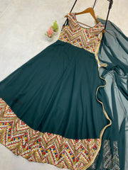 Stunning Sequence Work Green Color Gown Stunning Sequence Work Green Color Gown
