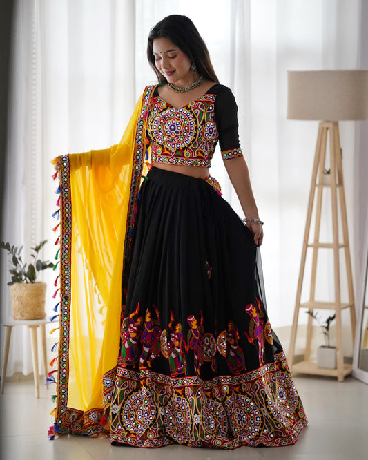 Designer Black Color Navratri Lehenga Choli Set