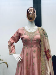 Alluring Pink Chinon Sequence Work Palazzo Suit Alluring Pink Chinon Sequence Work Palazzo Suit